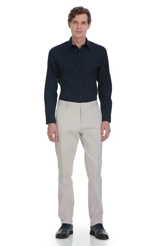 Taş Regular Fit Yandan Cepli Pamuklu Kanvas Pantolon-Taş - 2