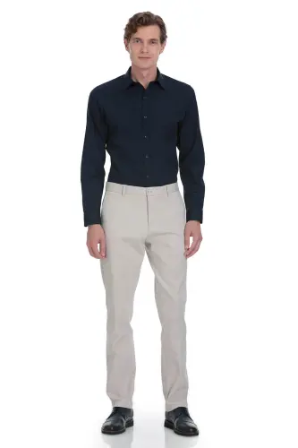 Taş Regular Fit Yandan Cepli Pamuklu Kanvas Pantolon - Taş - HATEMOĞLU (1)