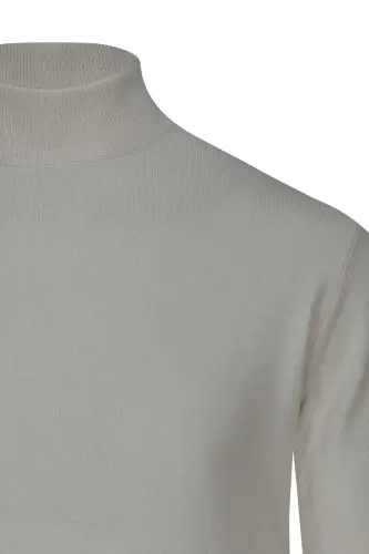 Taş Regular Fit Yarım Balıkçı Yaka Yünlü Kazak - Taş - HATEMOĞLU (1)