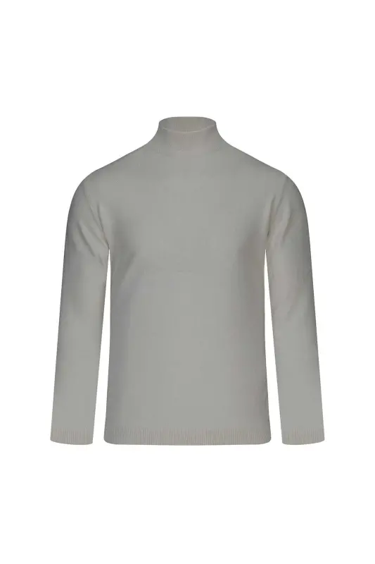 Taş Regular Fit Yarım Balıkçı Yaka Yünlü Kazak-Taş - 1