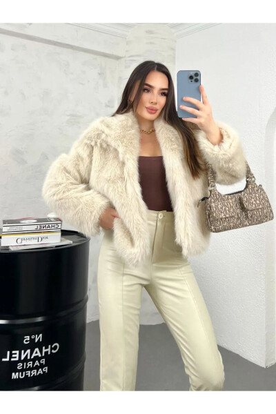 Kadın Suni Kürk Ceket Astarlı Slim Fit Taş - taş 