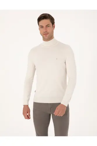 Taş Slim Fit Balıkçı Yaka Basic Triko Kazak 50314202-VR049 - Taş - 1