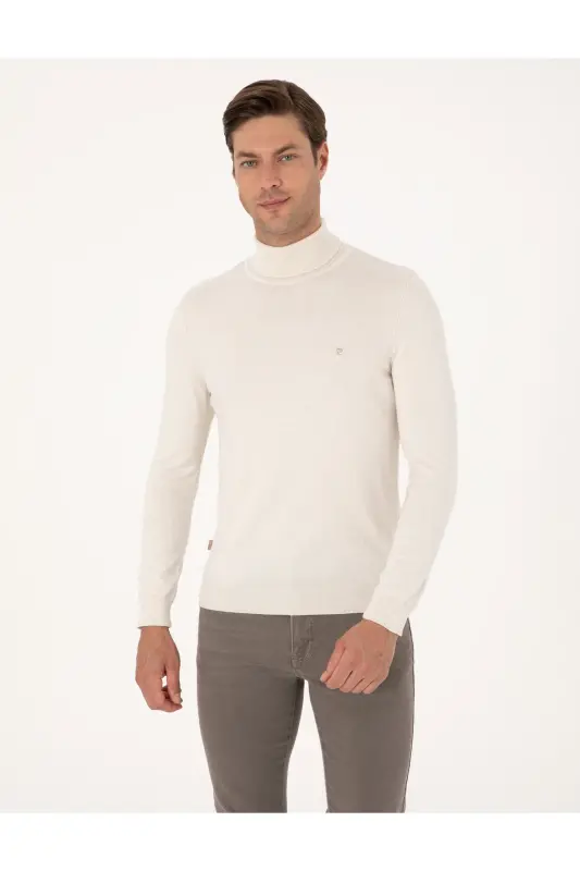 Taş Slim Fit Balıkçı Yaka Basic Triko Kazak 50314202-VR049 - Taş - 1