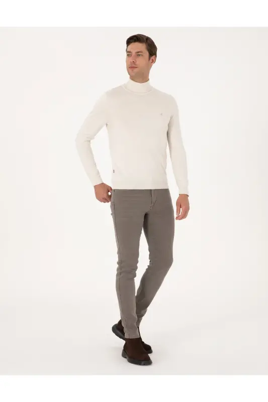 Taş Slim Fit Balıkçı Yaka Basic Triko Kazak 50314202-VR049 - Taş - 4