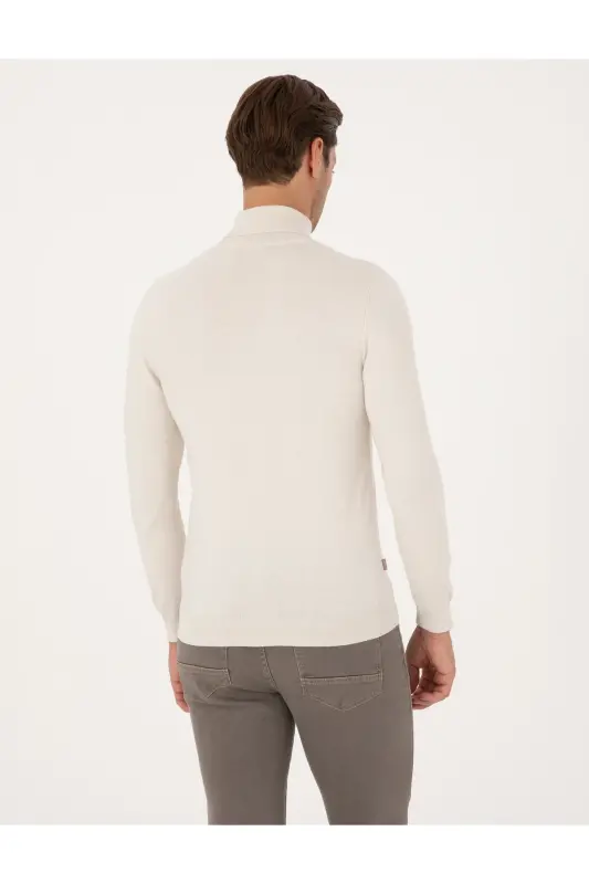 Taş Slim Fit Balıkçı Yaka Basic Triko Kazak 50314202-VR049 - Taş - 5