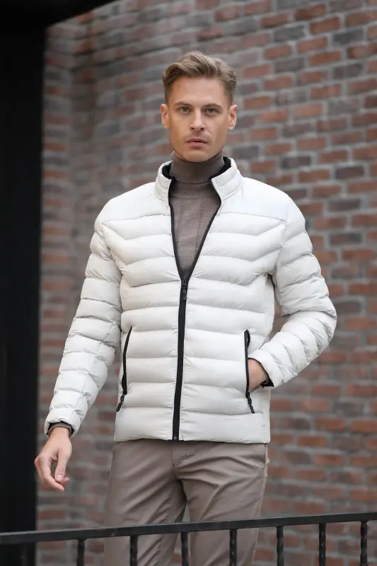 Taş Slim Fit Düz Efes Hakim Yaka Şişme-Taş - MAKRAS EXCLUSIVE