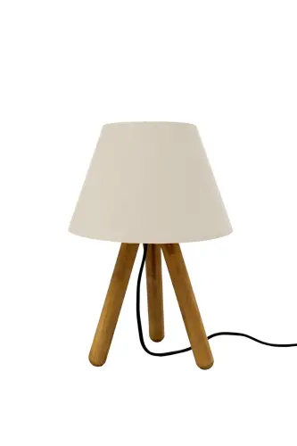 Tasarım Ahşap Krem Kumaş Başlıklı Abajur Ayd-3170-Krem kumaş - 2