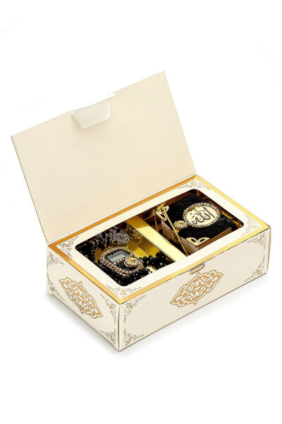 Tasbeeh with Stones - Mini Quran - Gift Set with Crystal Tasbeeh - Black - 1