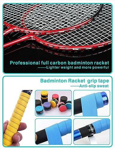 Taşınabilir Badminton Ağı Seti Depolama Tabanı ile Peak Fits, 10x5 ft Ağ, 4 Badminton Raketi, 4 Şort ve 8 Kavrama Bandı ile Badminton Seti, Aile Oyunu, Çocuklar, Plaj Bahçe Kombine Seti - 4