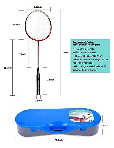 Peak Fits Complete Badminton Set for Backyards, Portable Net, 4 Rackets, 4 Shuttlecocks, 10x5ft Net, Storage Base, Easy Setup Backyard Combo - 7