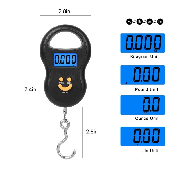 Portable Fishing Scale, EEEkit 110lb Digital Hanging Hook Scale with Backlit LCD Display for Luggage - EEEKIT (1)