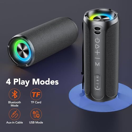 Taşınabilir Bluetooth Hoparlörler, IPX7 Su Geçirmez Bluetooth Kablosuz Hoparlör, 20W Yüksek Sesli Stereo Ses, 24 Saat Çalma Süresi, RGB Işıklar, Çift Eşleştirme, Seyahat Açık Hava Ev Partisi İçin Bluetooth 5.3 Kablosuz Hoparlör - 5