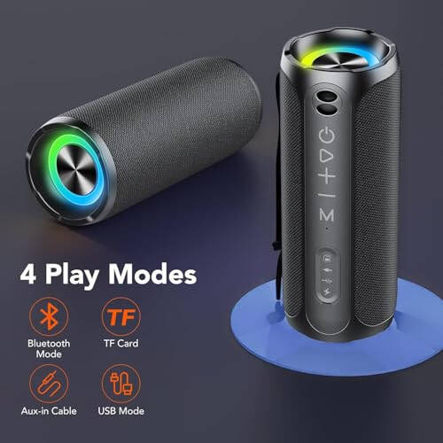 Taşınabilir Bluetooth Hoparlörler, IPX7 Su Geçirmez Bluetooth Kablosuz Hoparlör, 20W Yüksek Sesli Stereo Ses, 24 Saat Çalma Süresi, RGB Işıklar, Çift Eşleştirme, Seyahat Açık Hava Ev Partisi İçin Bluetooth 5.3 Kablosuz Hoparlör - 5