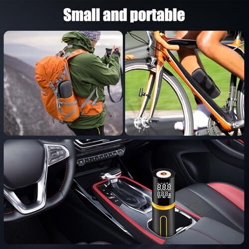 Tire Inflator Portable Air Compressor, Omont 150PSI Electric Bike Tire Pump Cordless Air Pump for Car Tires, 4X Faster Portable Tire Inflator with Digital Pressure Gauge for Car Bike Motorcycle Ball - Omont (1)