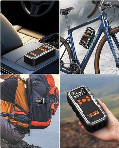 Tire Inflator Portable Air Compressor, 150PSI Cordless Air Pump for Car Tires, 3X Faster Air inflator Tire Pump with Digital Pressure Gauge and Emergency LED Light for Motorcycle Bike Ball Car - 10