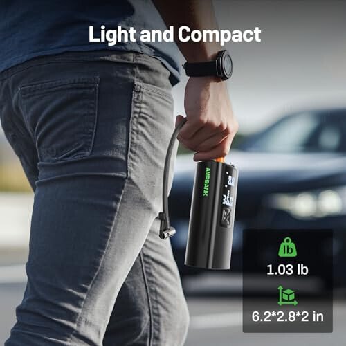 AMPBANK AT003 Tire Inflator Portable Air Compressor, Auto Air Pump for Car Tires, Tire Inflator 150PSI with 6000mAh Battery, Pressure Gauge & LED Screen, Air Compressor for Car, Motorcycle, Bike, Ball - 7