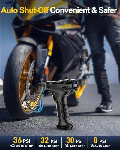 Tire Inflator Portable Air Compressor, Rechargeable Air Pump for Car Tires, Automotive Car Accessories 150PSI with LED Light for Cars, SUV, Motorcycles, Bicycle, Balls - 5