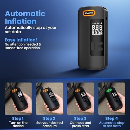 Tire Inflator Portable Air Compressor, 150PSI Cordless Air Pump for Car Tires with Digital Dual Values Display, Pressure Gauge, Auto Shut-off & LED Lights for Car, Truck, Motorcycle, Bicycle, Ball - DynaVolt (1)