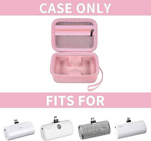 casmilee Portable Charger Power Bank Case for 2PCS Swyop/for Feob/for Charmast/for JEJILL/for LanLuk/for VEGER/for iWALK/for Taegila/for Kuulaa and More Small Charging Battery Pack - Bag Only (Pink) - 2