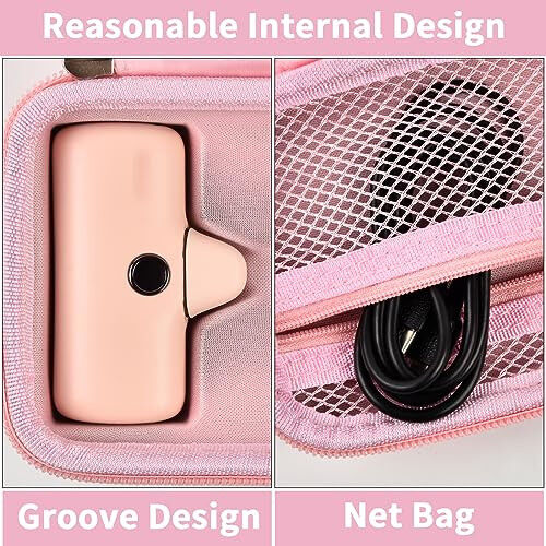 casmilee Portable Charger Power Bank Case for 2PCS Swyop/for Feob/for Charmast/for JEJILL/for LanLuk/for VEGER/for iWALK/for Taegila/for Kuulaa and More Small Charging Battery Pack - Bag Only (Pink) - 3