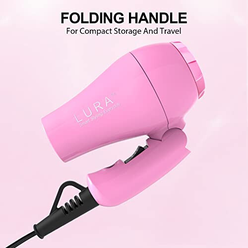Portable Travel Hair Dryer,Mini Lightweight Dual Voltage Blow Dryer 1200W with Folding Handle,Blowdryer with One Concentrator - 2