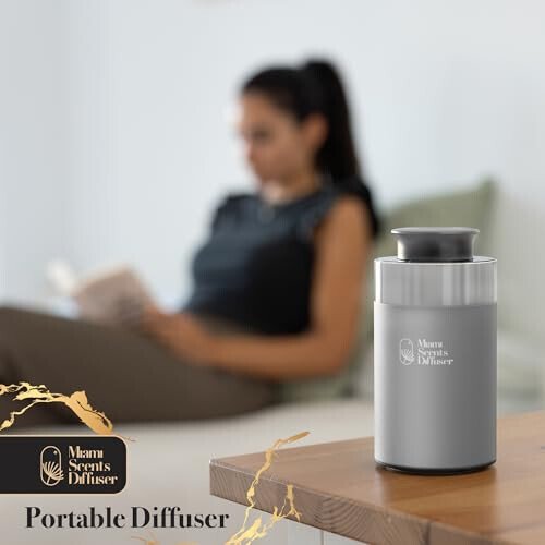 Car Diffuser for Essential Oils + Santal Scent Included Portable Waterless Air Freshener Built-in Battery Ultrasonic Cool Mist Humidifier with 9 Adjustable Modes Aromatherapy for Home Office Bedroom - 4