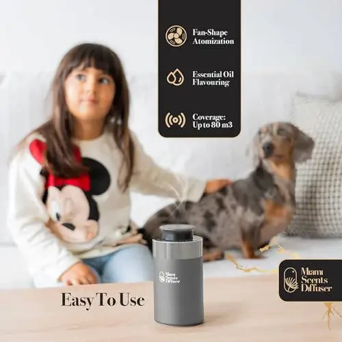 Car Diffuser for Essential Oils + Santal Scent Included Portable Waterless Air Freshener Built-in Battery Ultrasonic Cool Mist Humidifier with 9 Adjustable Modes Aromatherapy for Home Office Bedroom - 1