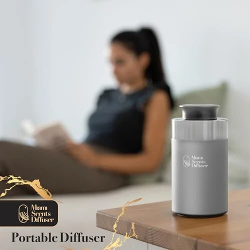 Car Diffuser for Essential Oils + Santal Scent Included Portable Waterless Air Freshener Built-in Battery Ultrasonic Cool Mist Humidifier with 9 Adjustable Modes Aromatherapy for Home Office Bedroom - 4