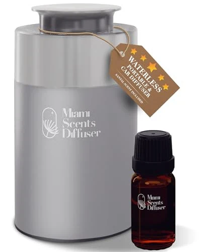 Car Diffuser for Essential Oils + Santal Scent Included Portable Waterless Air Freshener Built-in Battery Ultrasonic Cool Mist Humidifier with 9 Adjustable Modes Aromatherapy for Home Office Bedroom - 6