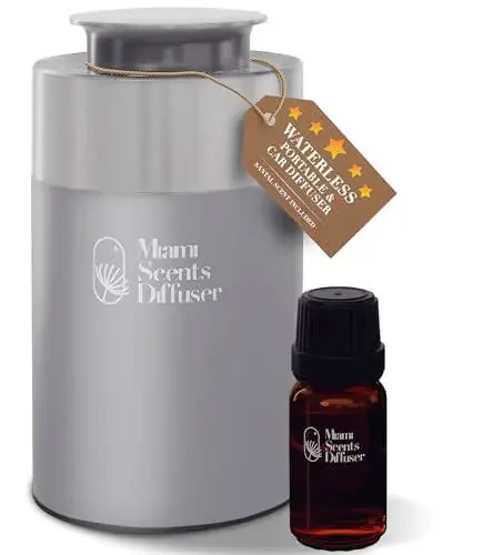 Car Diffuser for Essential Oils + Santal Scent Included Portable Waterless Air Freshener Built-in Battery Ultrasonic Cool Mist Humidifier with 9 Adjustable Modes Aromatherapy for Home Office Bedroom - 6