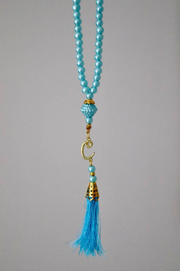 Tasseled Beaded Tasbih Turquoise With Tassels 20 pcs T301 - 2