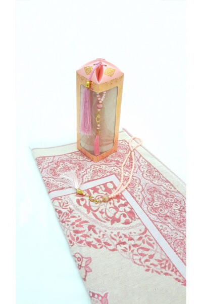 Tasseled Clear Box Gift Rug Set Pink - 1