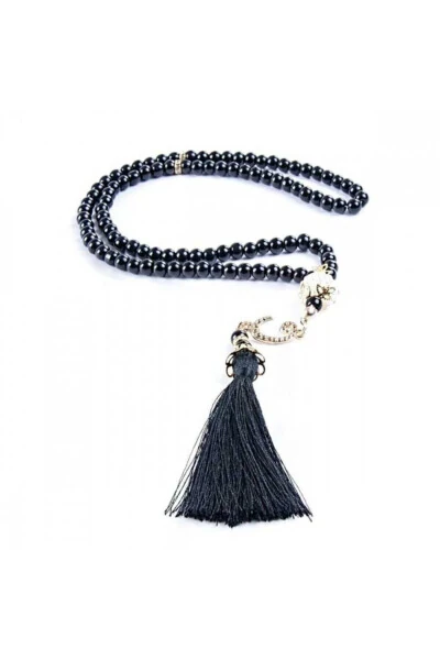 Tasselled Onyx Black Pearl Prayer Beads - HICAZ PAZARI