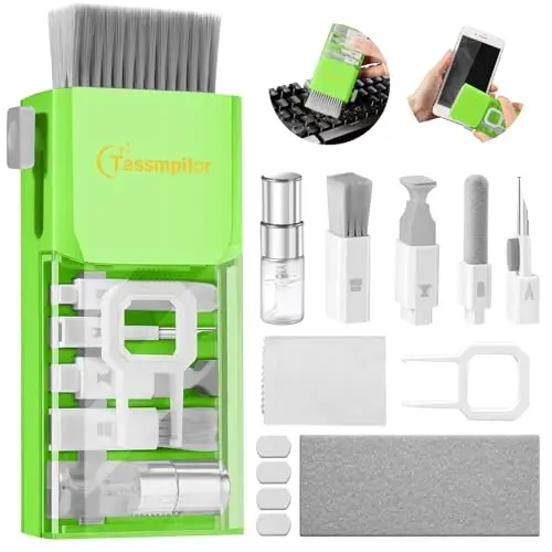Tassmpitor Laptop Screen Keyboard Cleaner Kit, All in 1 Electronics Cleaning Tool for MacBook iPad iPhone Pro Cell Phone, Brush Tool for Tablet, Computer, PC Monitor,TV Camera Lens with Patent, Green - 6
