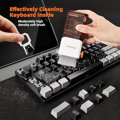 Tassmpitor Laptop Screen Keyboard Cleaner Kit, All in 1 Electronics Cleaning Tool for MacBook iPad iPhone Pro Cell Phone, Brush Tool for Tablet, Computer, PC Monitor,TV Camera Lens with Patent, Brown - 1