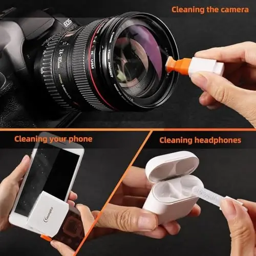 Tassmpitor Laptop Screen Keyboard Cleaner Kit, All in 1 Electronics Cleaning Tool for MacBook iPad iPhone Pro Cell Phone, Brush Tool for Tablet, Computer, PC Monitor,TV Camera Lens with Patent, Brown - 3