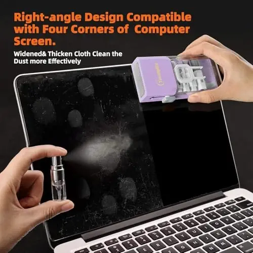 Tassmpitor Laptop Screen Keyboard Cleaner Kit, All in 1 Electronic Cleaning Tool for MacBook iPad iPhone Pro Cell Phone, Brush Tool for Tablet, Computer, PC Monitor,TV Camera Lens with Patent, Purple - TASSMPITOR (1)