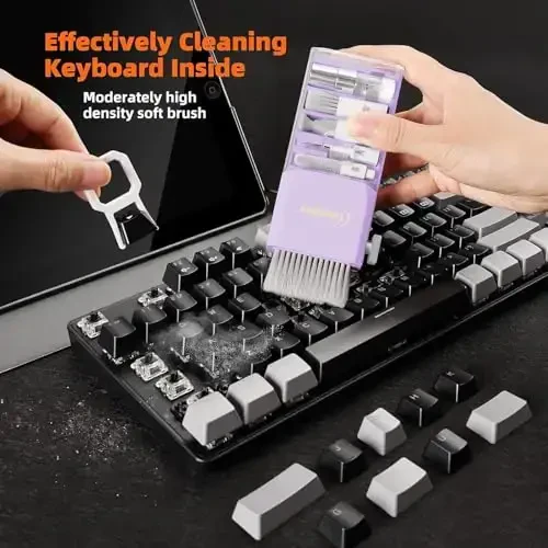 Tassmpitor Laptop Screen Keyboard Cleaner Kit, All in 1 Electronic Cleaning Tool for MacBook iPad iPhone Pro Cell Phone, Brush Tool for Tablet, Computer, PC Monitor,TV Camera Lens with Patent, Purple 