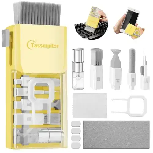 Tassmpitor Laptop Screen Keyboard Cleaner Kit, All in 1 Electronics Cleaning Tool for MacBook iPad iPhone Pro Cell Phone, Brush Tool for Tablet, Computer, PC Monitor,TV Camera Lens with Patent, Yellow - 6