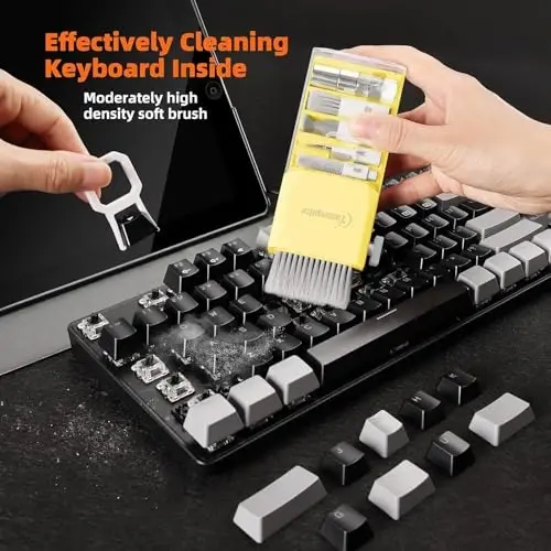 Tassmpitor Laptop Screen Keyboard Cleaner Kit, All in 1 Electronics Cleaning Tool for MacBook iPad iPhone Pro Cell Phone, Brush Tool for Tablet, Computer, PC Monitor,TV Camera Lens with Patent, Yellow 