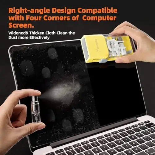 Tassmpitor Laptop Screen Keyboard Cleaner Kit, All in 1 Electronics Cleaning Tool for MacBook iPad iPhone Pro Cell Phone, Brush Tool for Tablet, Computer, PC Monitor,TV Camera Lens with Patent, Yellow - 2