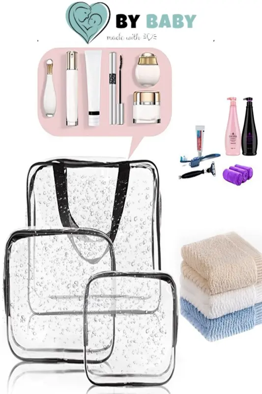 Tatil, Plaj, Kozmetik ,makyaj Bakım Çantası Seti, Şeffaf Su Geçirmez , 3 Adet Çanta-3'lü ŞEFFAF - 7