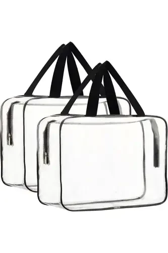 Tatil, Plaj, Kozmetik ,makyaj Bakım Çantası Seti, Şeffaf Su Geçirmez , Büyük Boy 2 Adet Çanta - 3