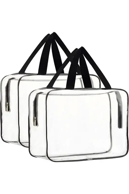 Tatil, Plaj, Kozmetik ,makyaj Bakım Çantası Seti, Şeffaf Su Geçirmez , Büyük Boy 2 Adet Çanta - 3