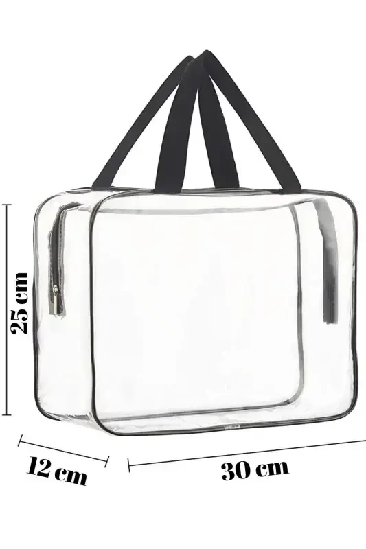 Ta'til, plyaj, kosmetika, makiyaj Bakım çantası seti, shaffof suv o'tkazmaydigan, katta o'lchamli 2 dona sumka-2'li shaffof - 2