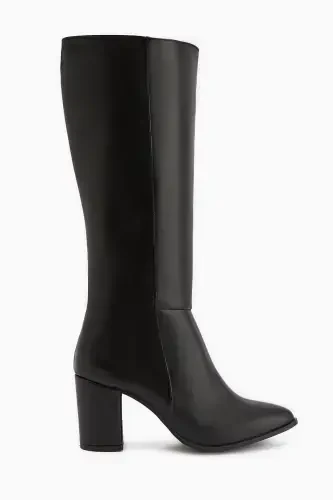 Tatum Black Pointed Toe Mid Heel Women's Boot - Black - 1