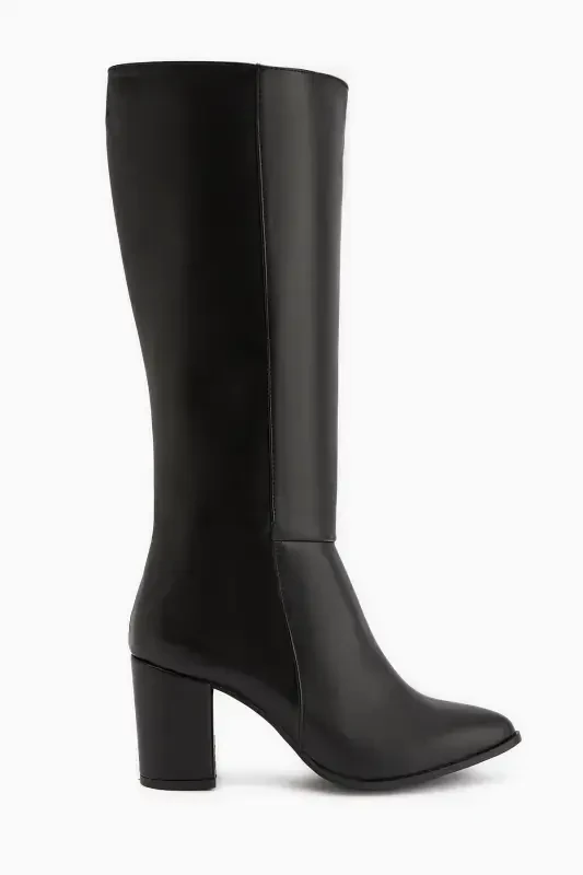 Tatum Black Pointed Toe Mid Heel Women's Boot - Black - 1