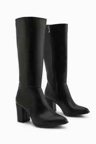 Tatum Black Pointed Toe Mid Heel Women's Boot - Black - 5