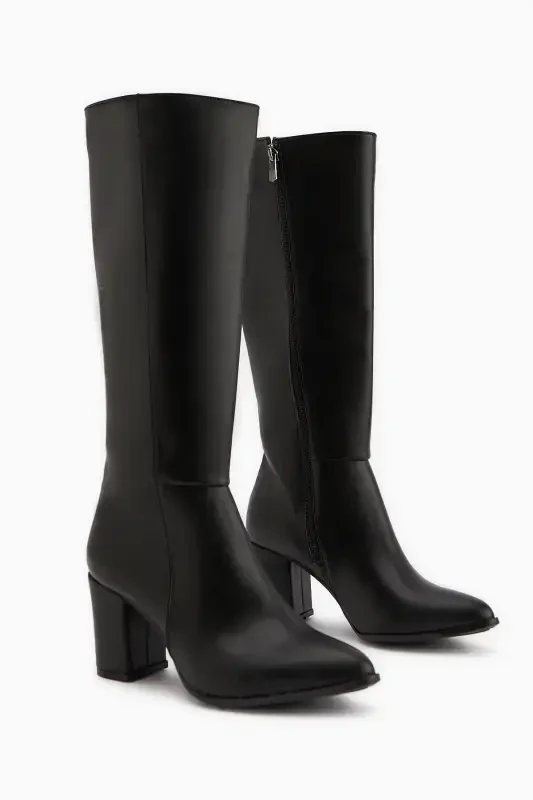 Tatum Black Pointed Toe Mid Heel Women's Boot - Black - 5