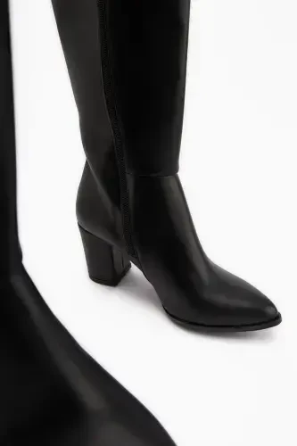 Tatum Black Pointed Toe Mid Heel Women's Boot - Black - 6